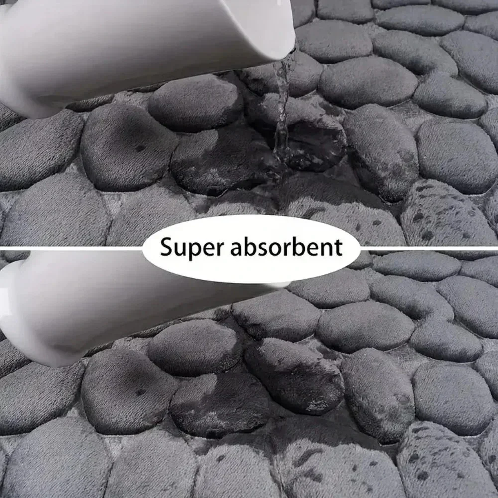 Memory Foam Cobblestone Embossed Bath Rug Mat